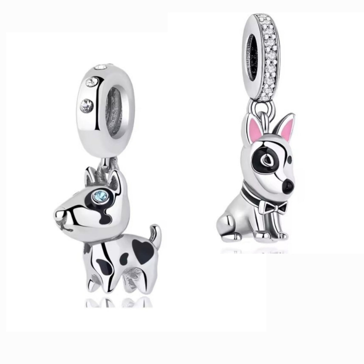 Black & White English Bull Terrier Dangle Charm - Sparks Charms