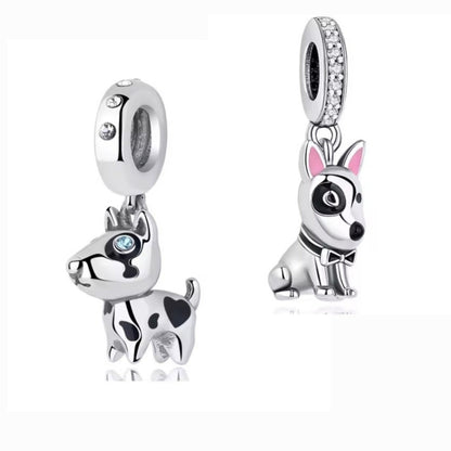 Black & White English Bull Terrier Dangle Charm - Sparks Charms