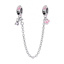 Cat & Paw Print Slide on Safety Chain - Sparks Charms