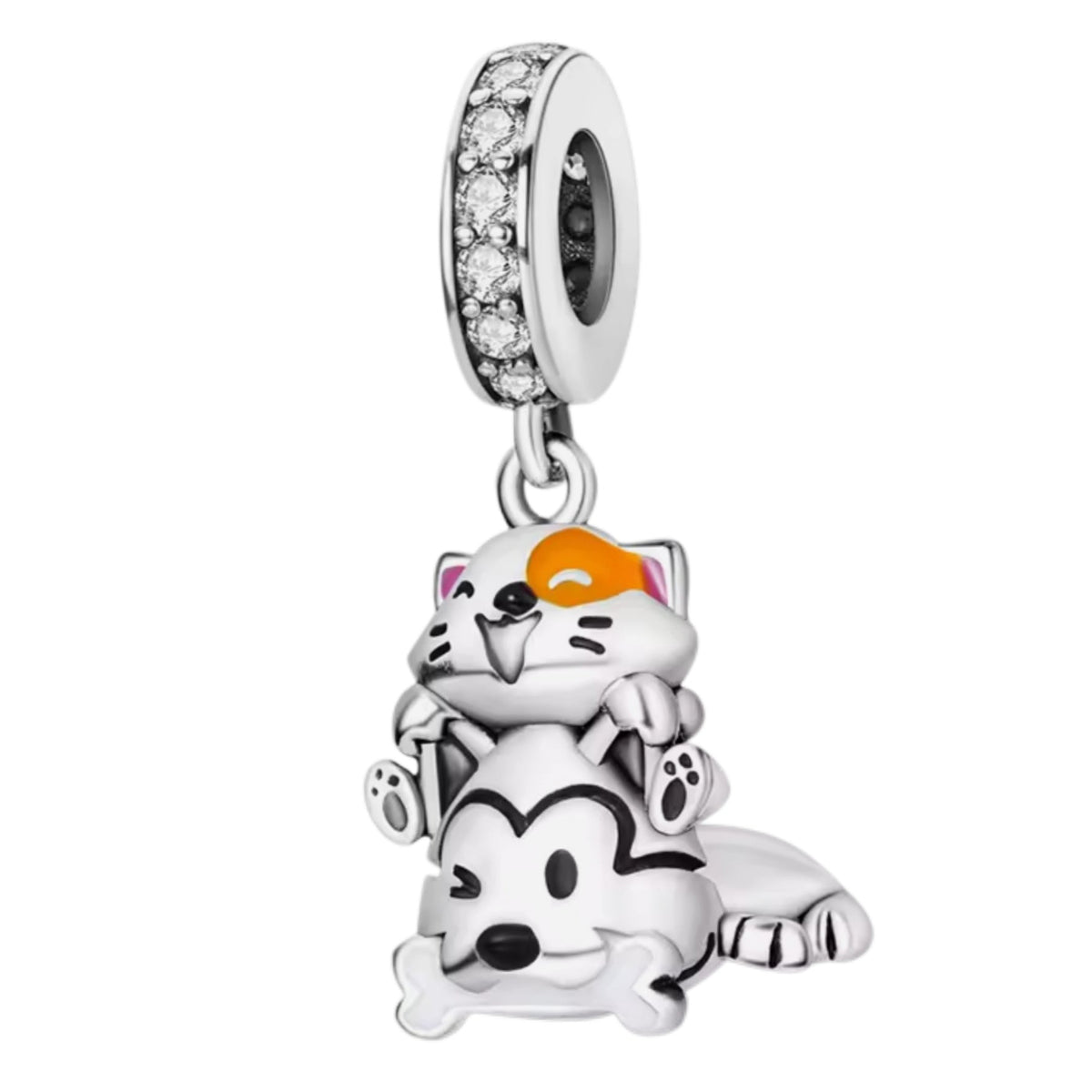 Cat sat on Husky Charm - Sparks Charms