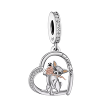 Chihuahua with Rose Heart 'I love you' Charm - Sparks Charms