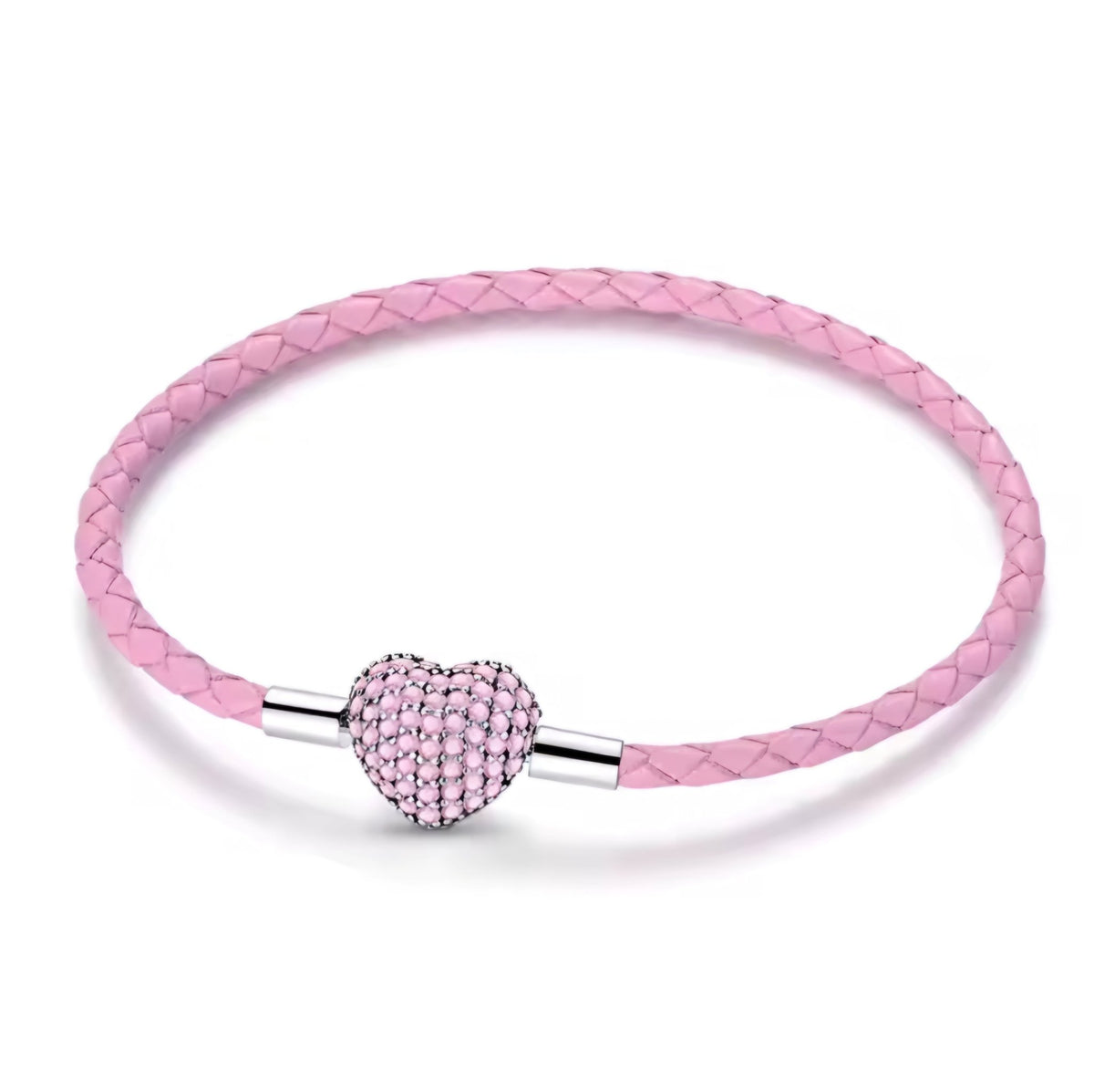 Clear or Pink Sparkling Puffed Heart Charm Bracelet - Sparks Charms