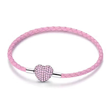 Clear or Pink Sparkling Puffed Heart Charm Bracelet - Sparks Charms