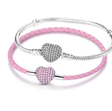 Clear or Pink Sparkling Puffed Heart Charm Bracelet - Sparks Charms