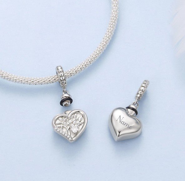 Custom 925 Silver Tree of Life Urn Charm Pendant with Back Engraving - Sparks Charms
