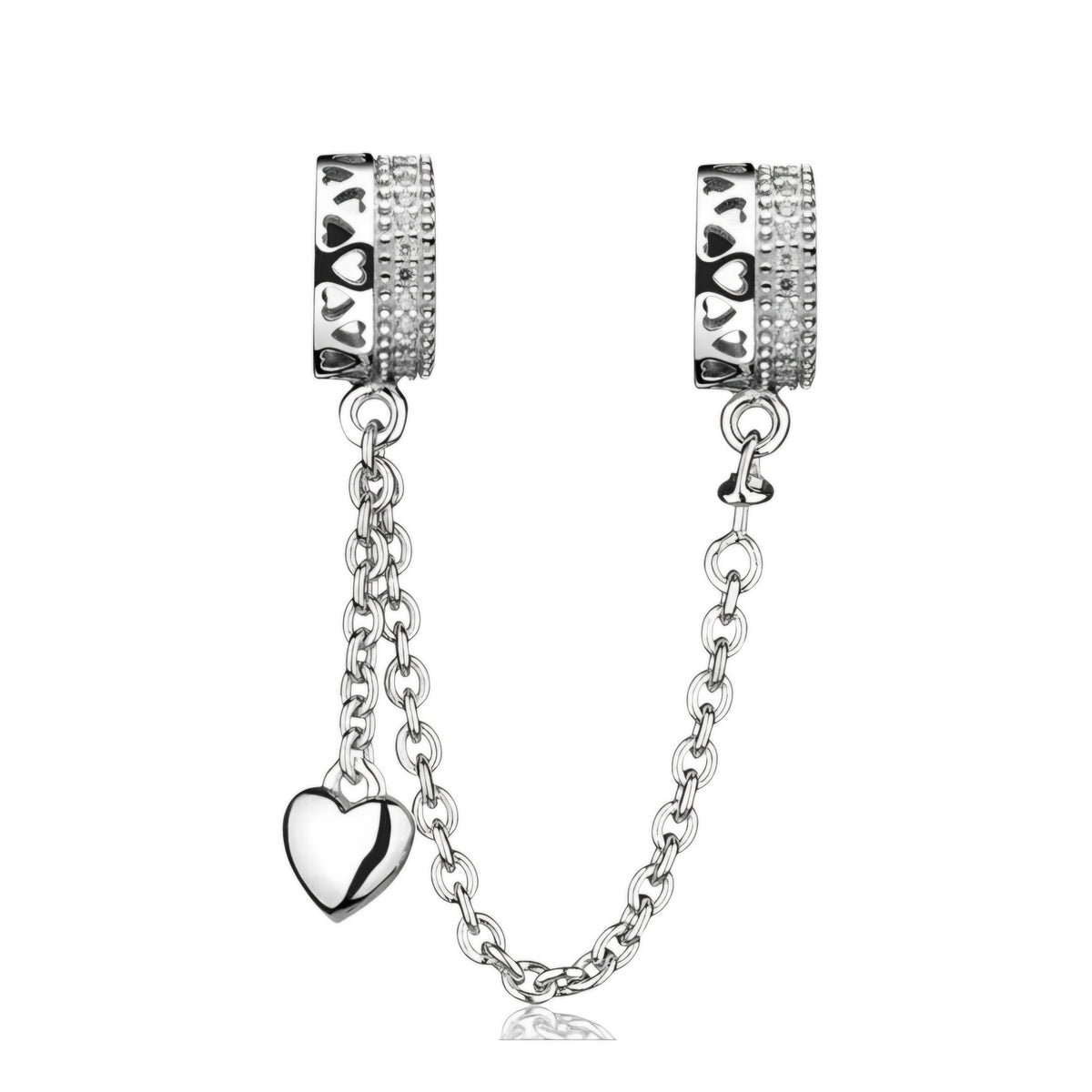 Dangling Heart Slide on Safety Chain for Charm Bracelet - Sparks Charms