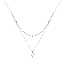 Double Chain Puffed Heart Necklace - Sparks Charms