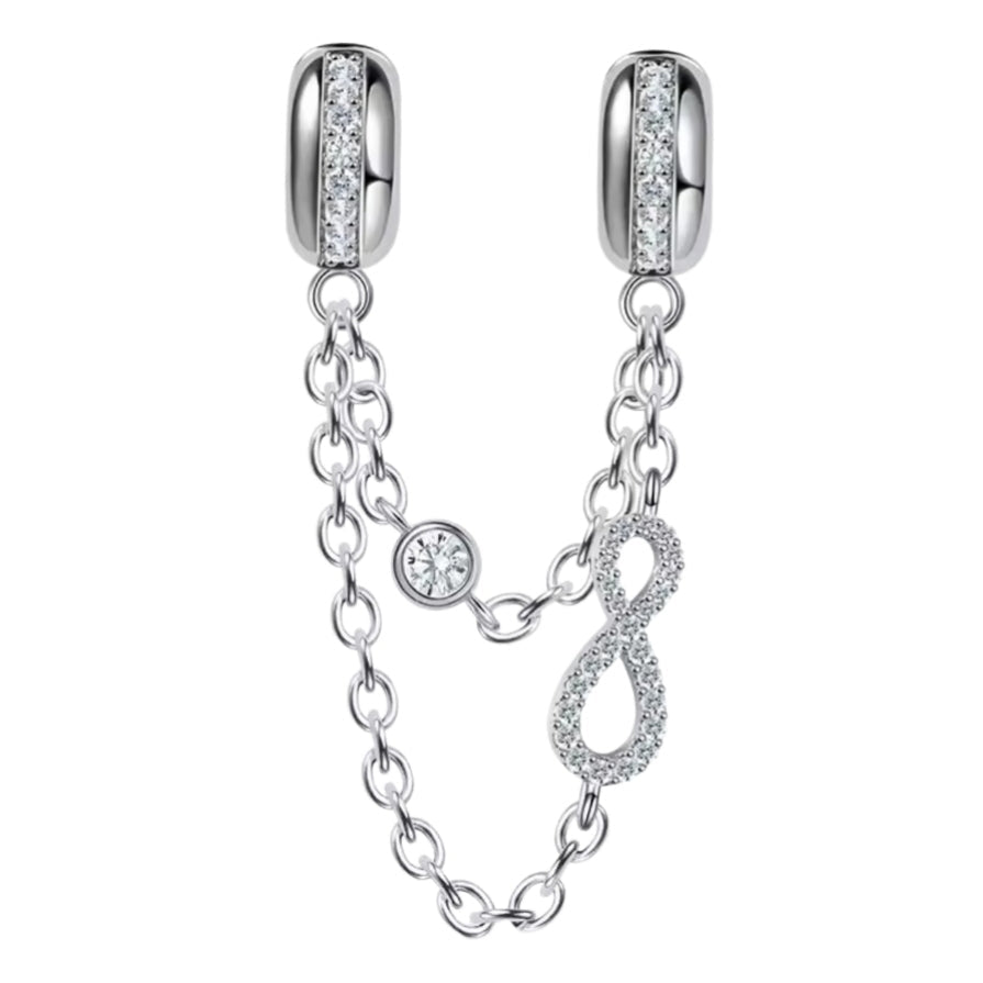 Double Infinity Chain Clip-on Safety Chain for Charm Bracelet inc Rubber Stoppers - Sparks Charms