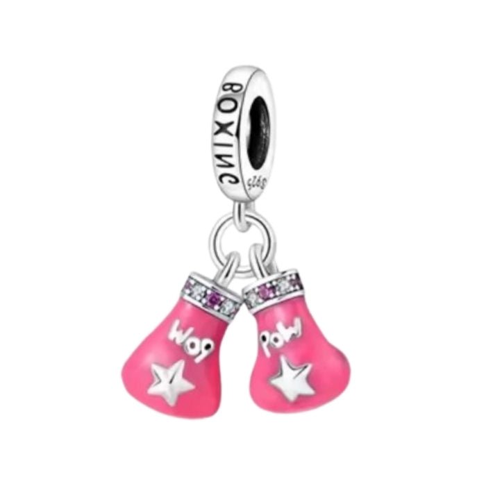 'Fight like a girl' & 'POW' Boxing Gloves Charm - Sparks Charms