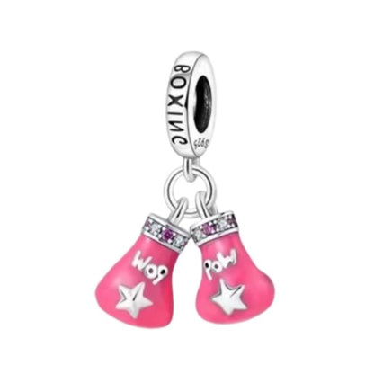 'Fight like a girl' & 'POW' Boxing Gloves Charm - Sparks Charms