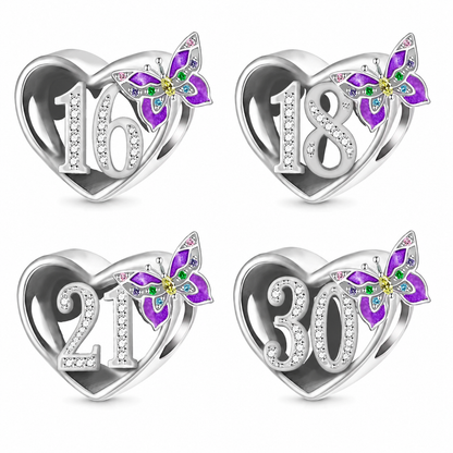 Birthday Anniversary Purple Butterfly Bead Charm