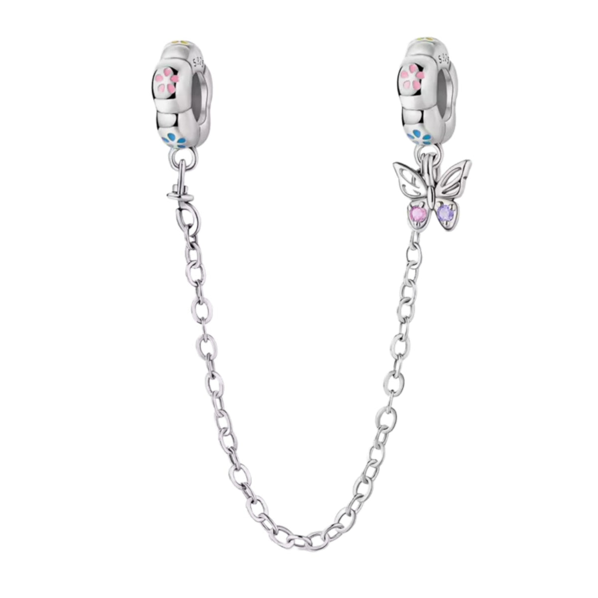 Flower & Butterfly Slide on Safety Chain - Sparks Charms