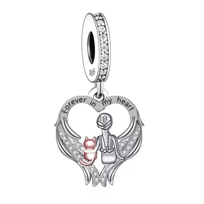 'Forever in my heart' Cat Dog Memorial Charm - Sparks Charms