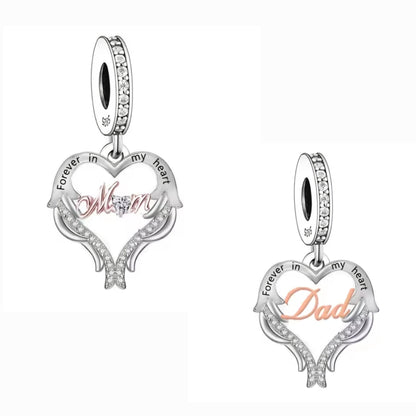 'Forever in my heart' Mum Dad Wings Charm - Sparks Charms
