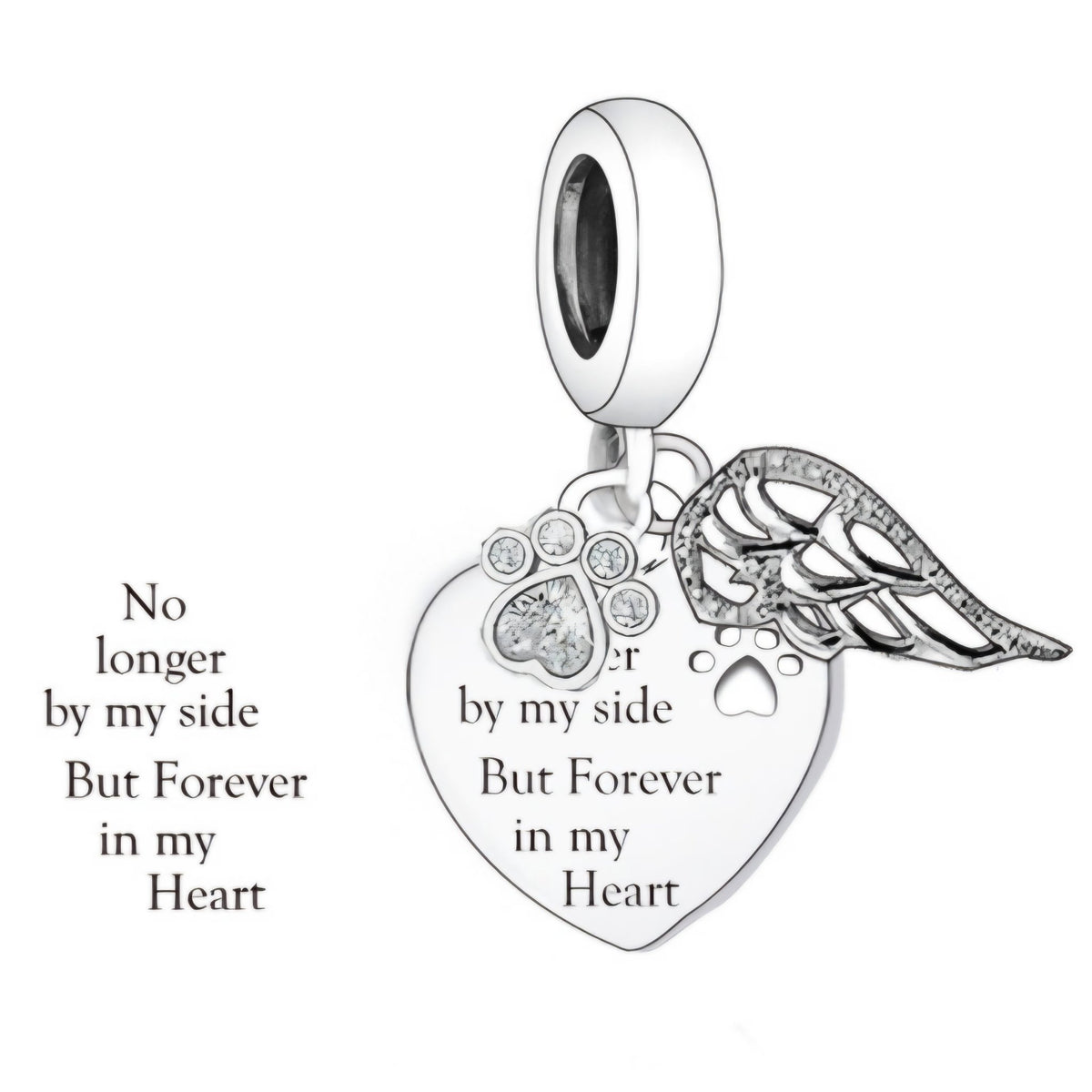 Forever in my heart Paw & Wing Pet Memorial Charm - Sparks Charms