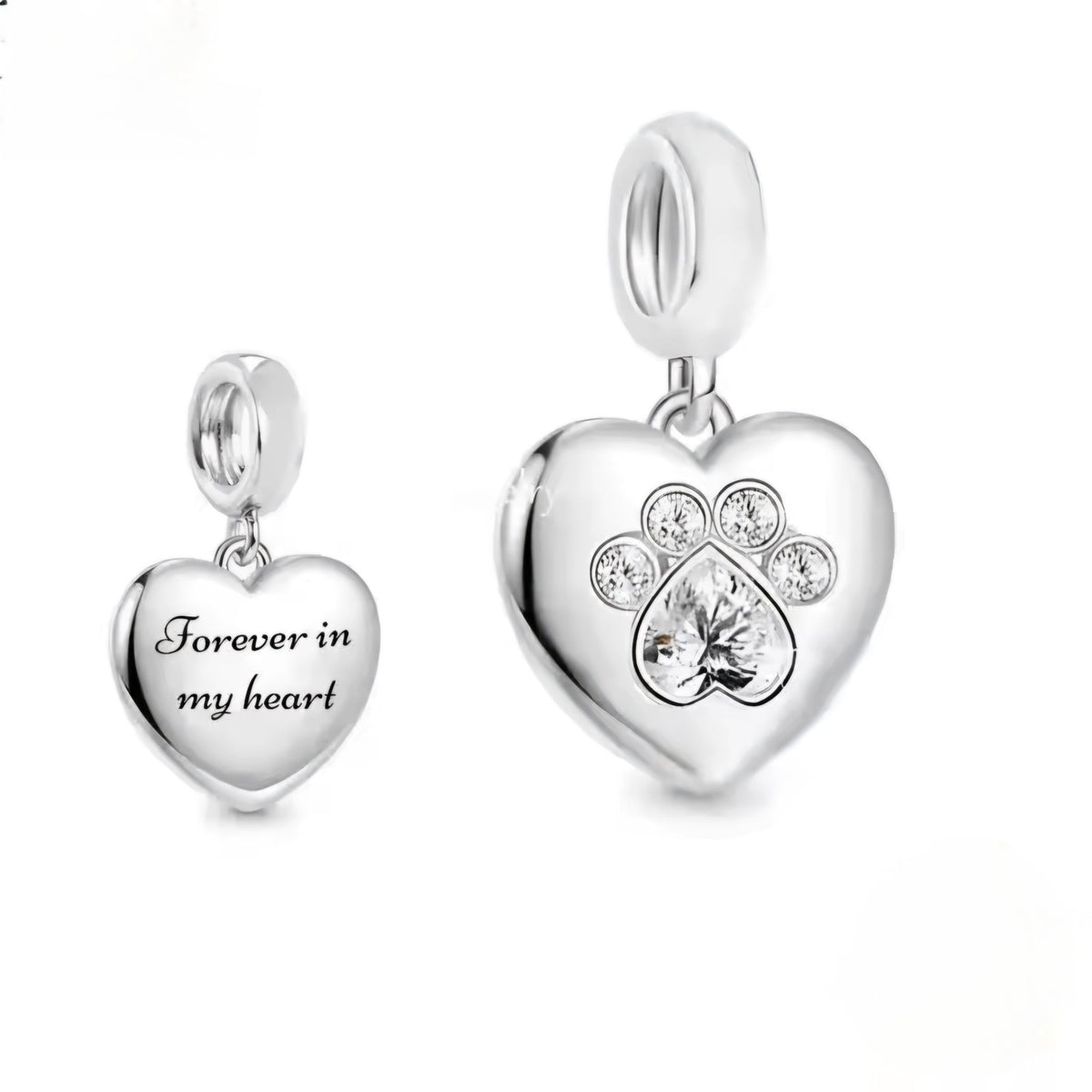 Forever in my heart Puffed Heart Pet Memorial Charm - Sparks Charms