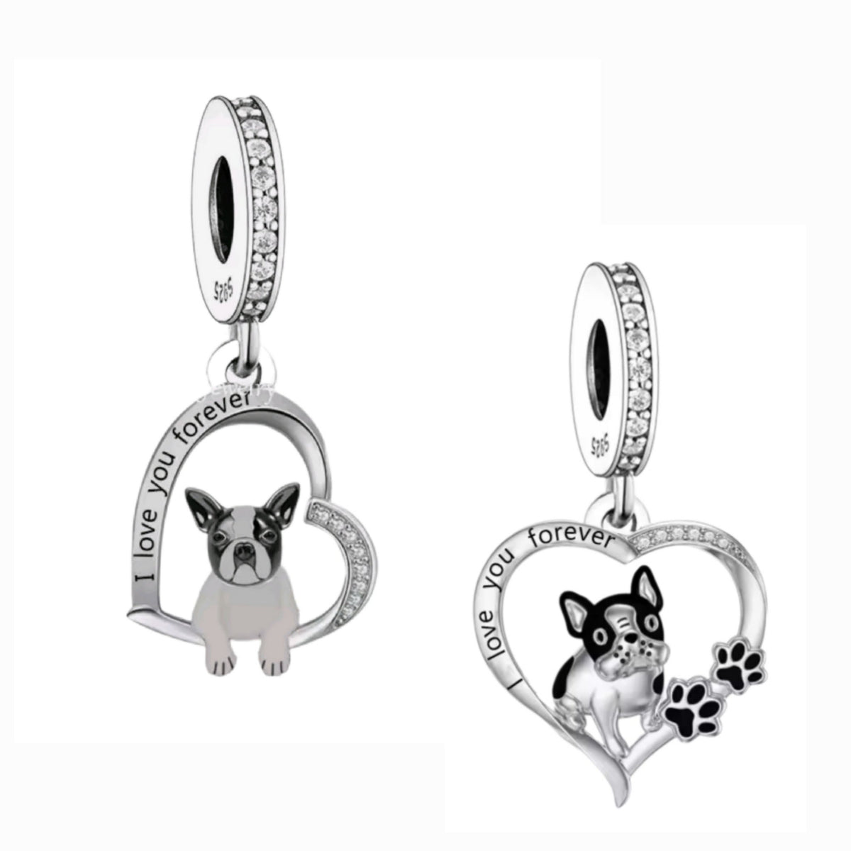 French Bulldog Frenchie 'I love you forever' Charm - Sparks Charms