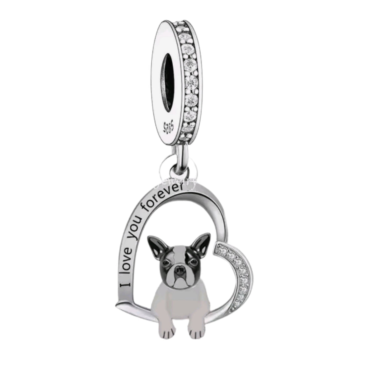 French Bulldog Frenchie 'I love you forever' Charm - Sparks Charms
