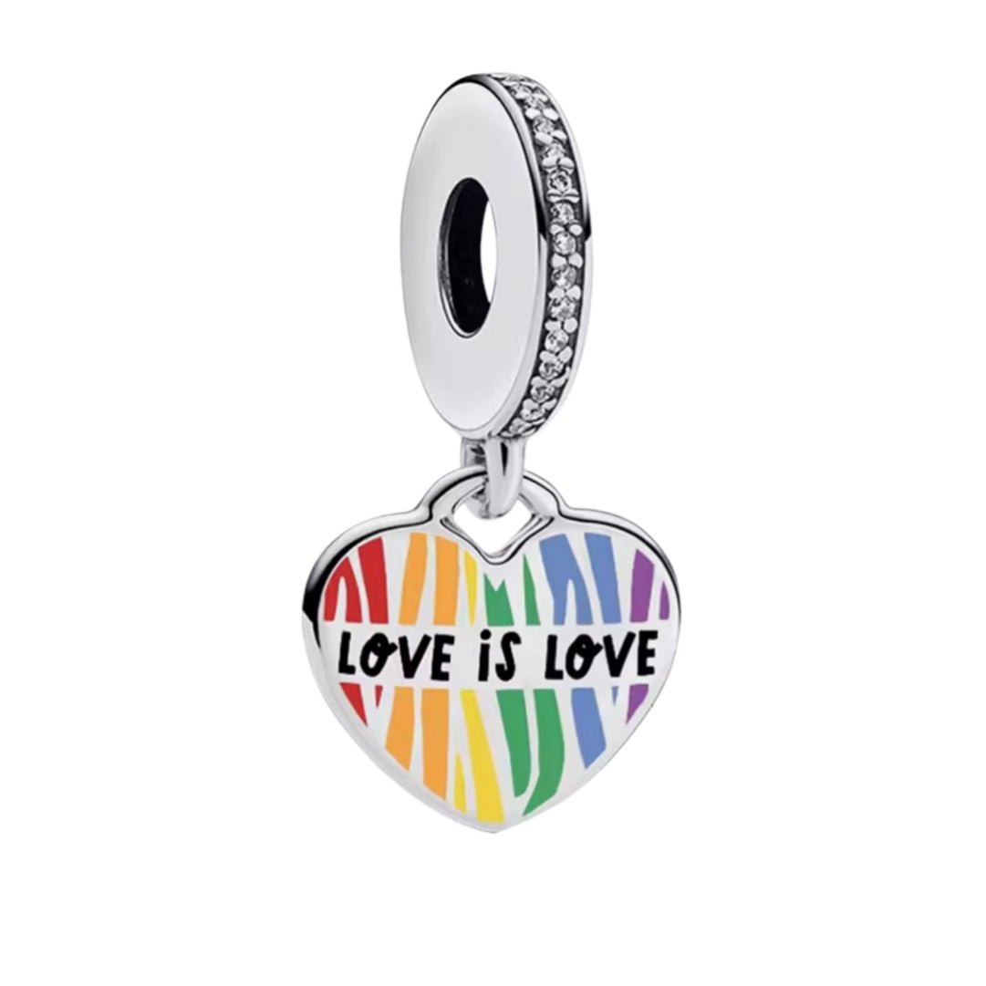 Gay Pride 'Love is Love' Heart Charm - Sparks Charms