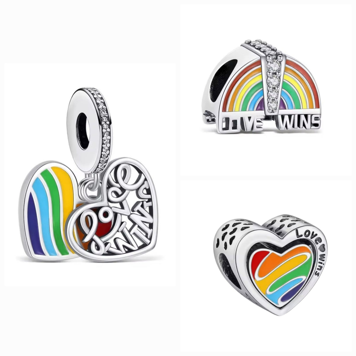 Gay Pride 'Love Wins' Heart Charm - Sparks Charms