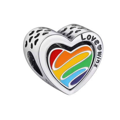 Gay Pride 'Love Wins' Heart Charm - Sparks Charms