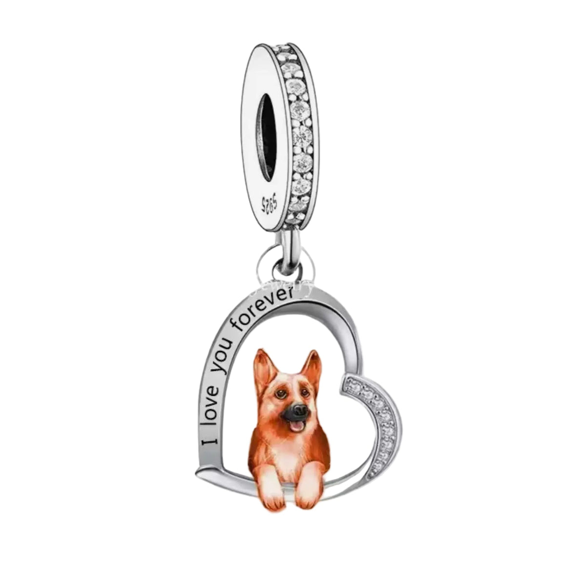 German Shephard GSD 'I love you forever' Charm - Sparks Charms