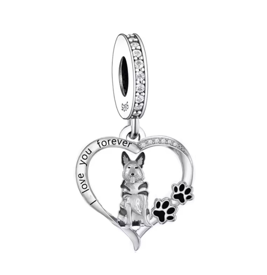 German Shephard GSD 'I love you forever' Charm - Sparks Charms