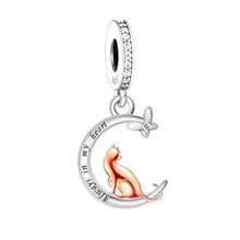 Ginger Cat on Moon 'Always in my heart' Memorial Charm - Sparks Charms