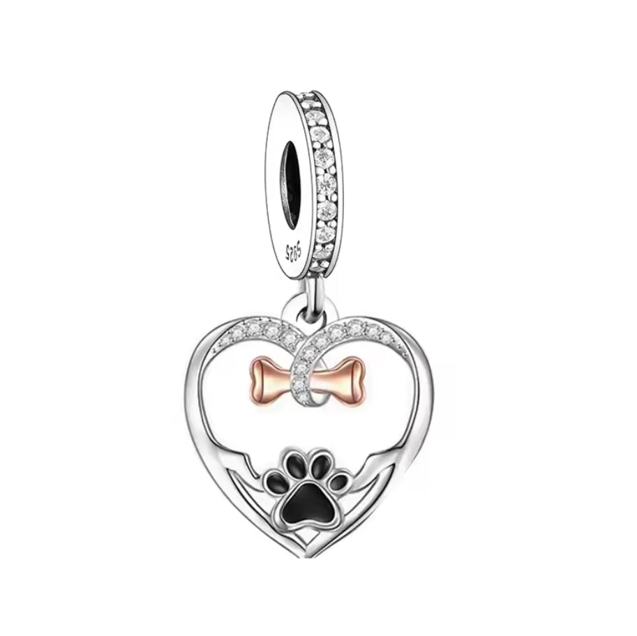 Heart Hands Holding Paw & Bone Memorial Charm - Sparks Charms