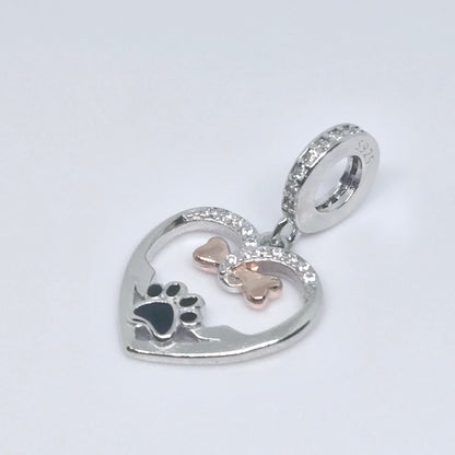 Heart Hands Holding Paw & Bone Memorial Charm - Sparks Charms