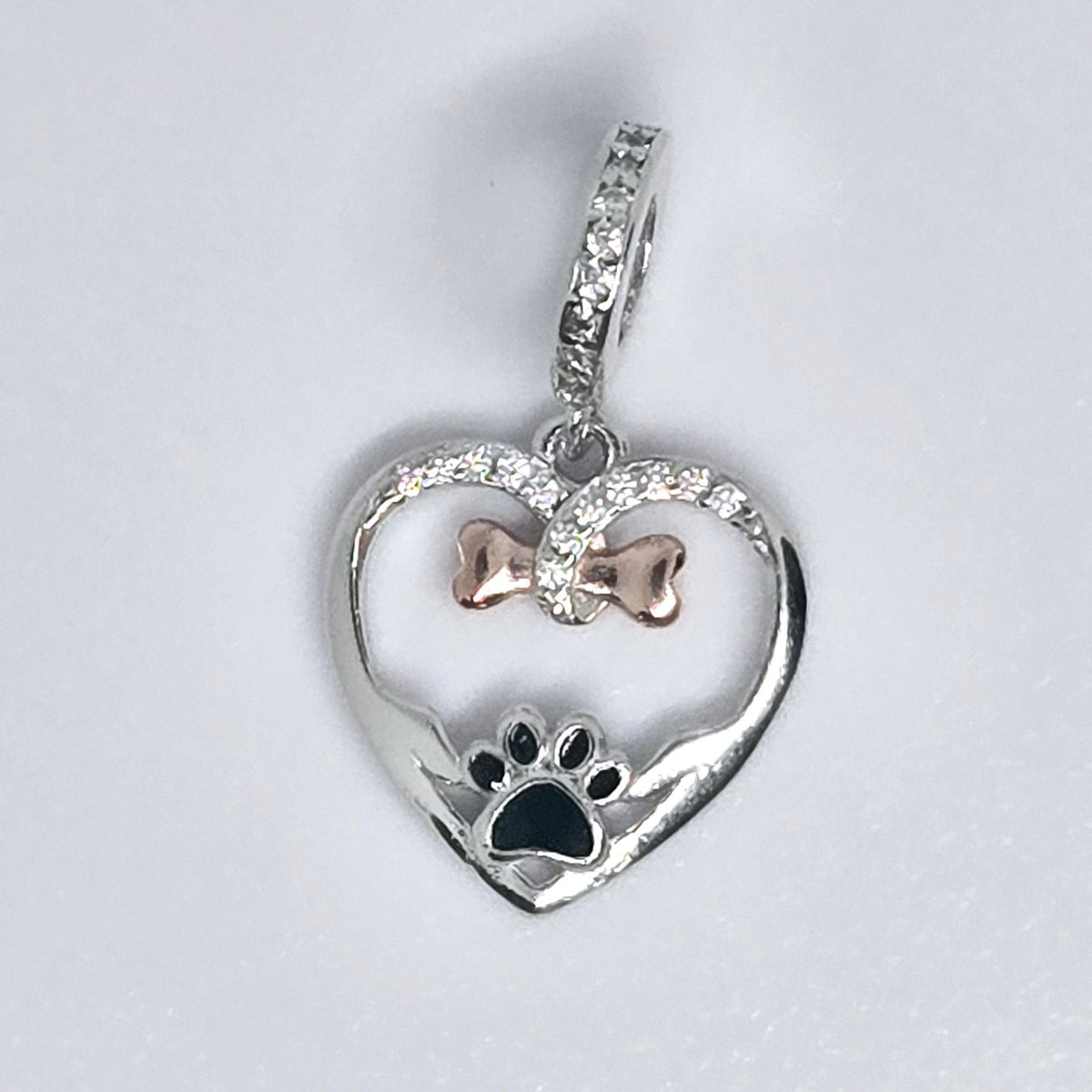 Heart Hands Holding Paw & Bone Memorial Charm - Sparks Charms