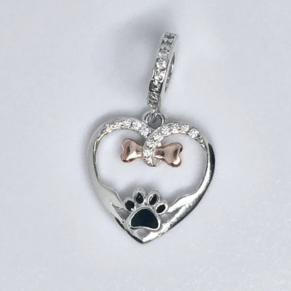 Heart Hands Holding Paw & Bone Memorial Charm - Sparks Charms