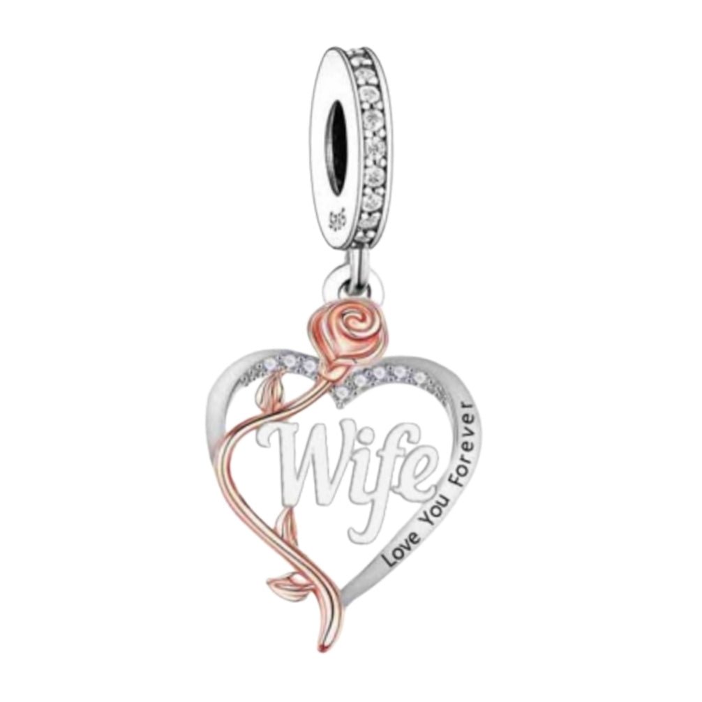 'I love you forever' Rose Heart Female Relation Charm - Sparks Charms