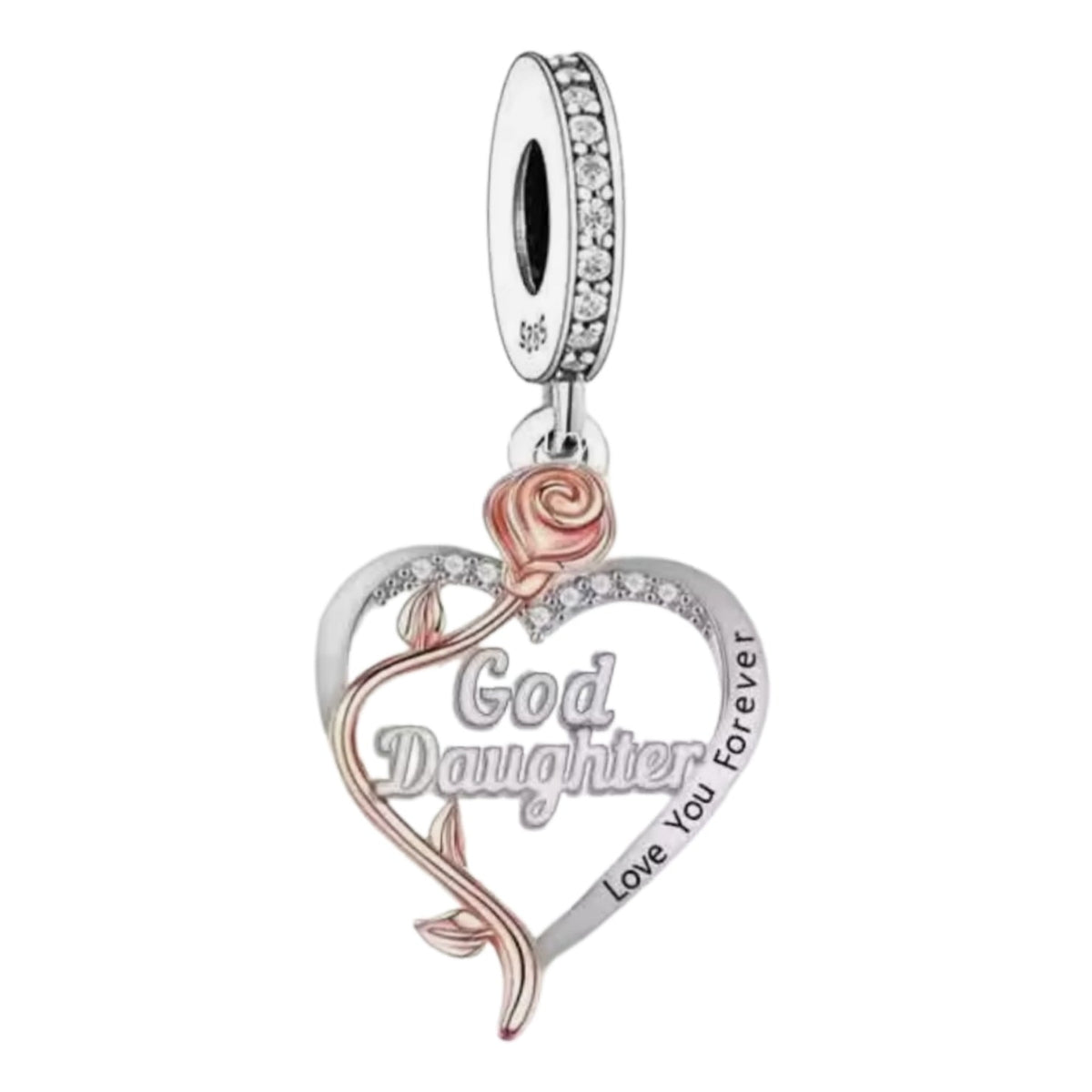 'I love you forever' Rose Heart Female Relation Charm - Sparks Charms