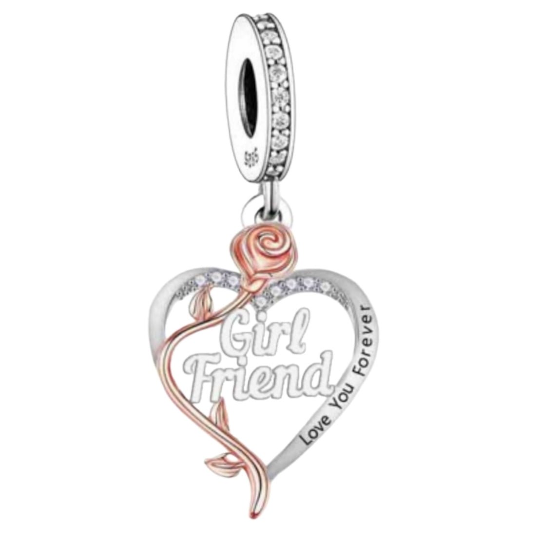 'I love you forever' Rose Heart Female Relation Charm - Sparks Charms