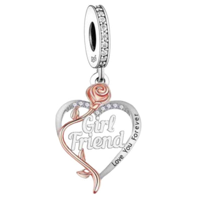 'I love you forever' Rose Heart Female Relation Charm - Sparks Charms