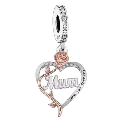 'I love you forever' Rose Heart Female Relation Charm - Sparks Charms