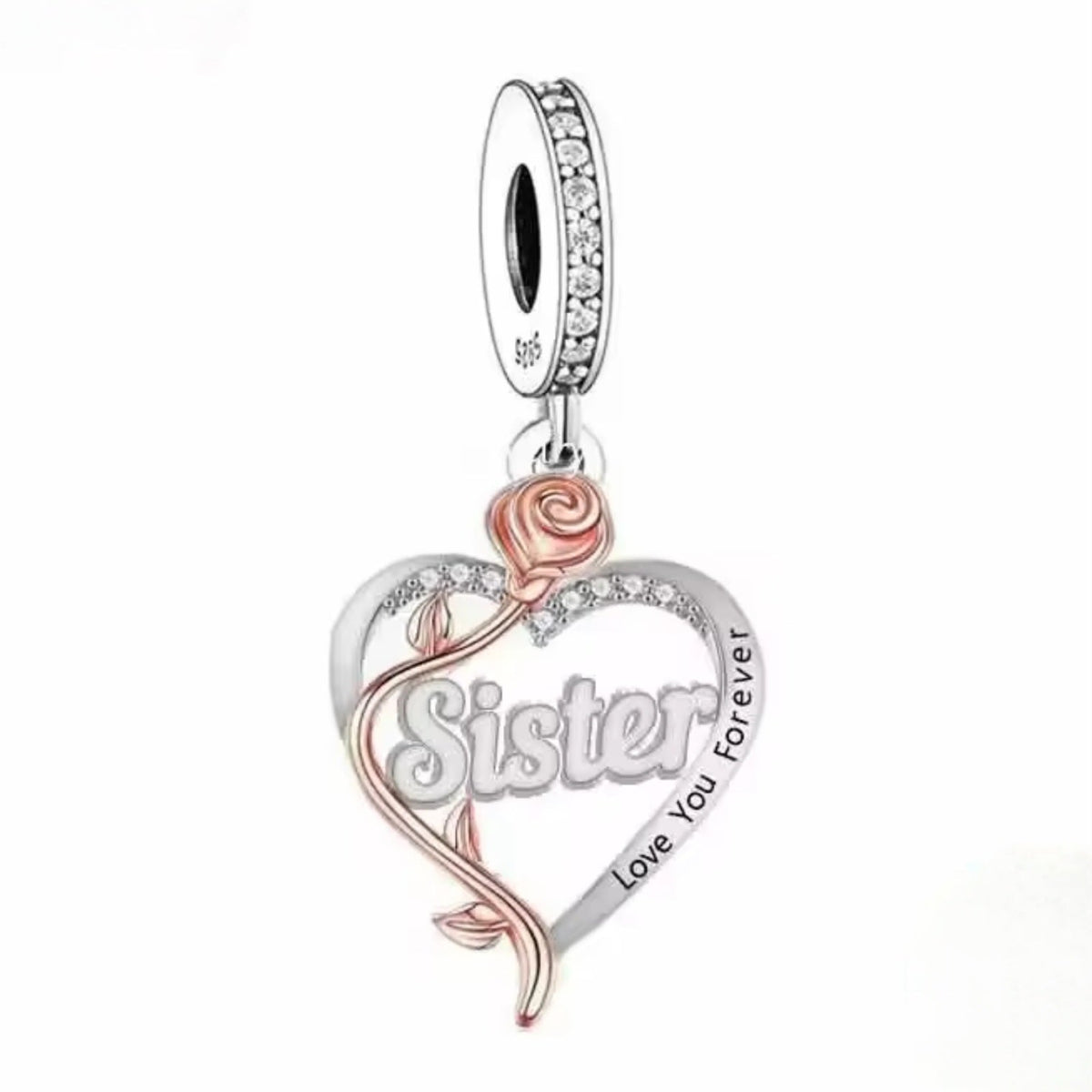 'I love you forever' Rose Heart Female Relation Charm - Sparks Charms