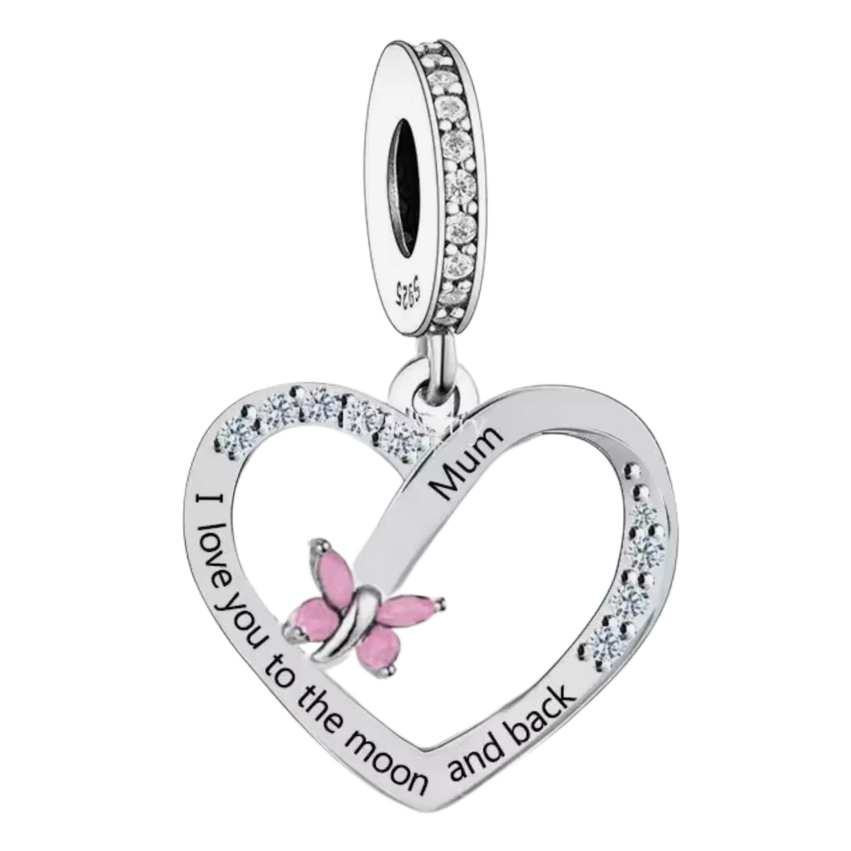 'I love you to the moon and back' Butterfly Female Relation Charm - Sparks Charms