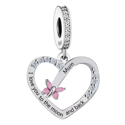 'I love you to the moon and back' Butterfly Female Relation Charm - Sparks Charms