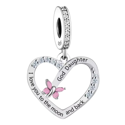 'I love you to the moon and back' Butterfly Female Relation Charm - Sparks Charms