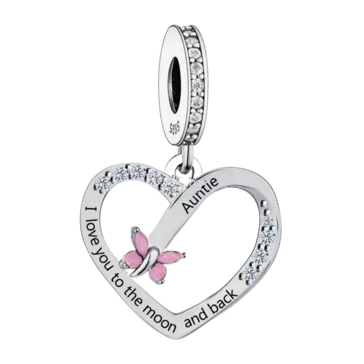 'I love you to the moon and back' Butterfly Female Relation Charm - Sparks Charms