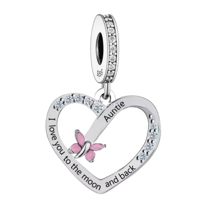 'I love you to the moon and back' Butterfly Female Relation Charm - Sparks Charms