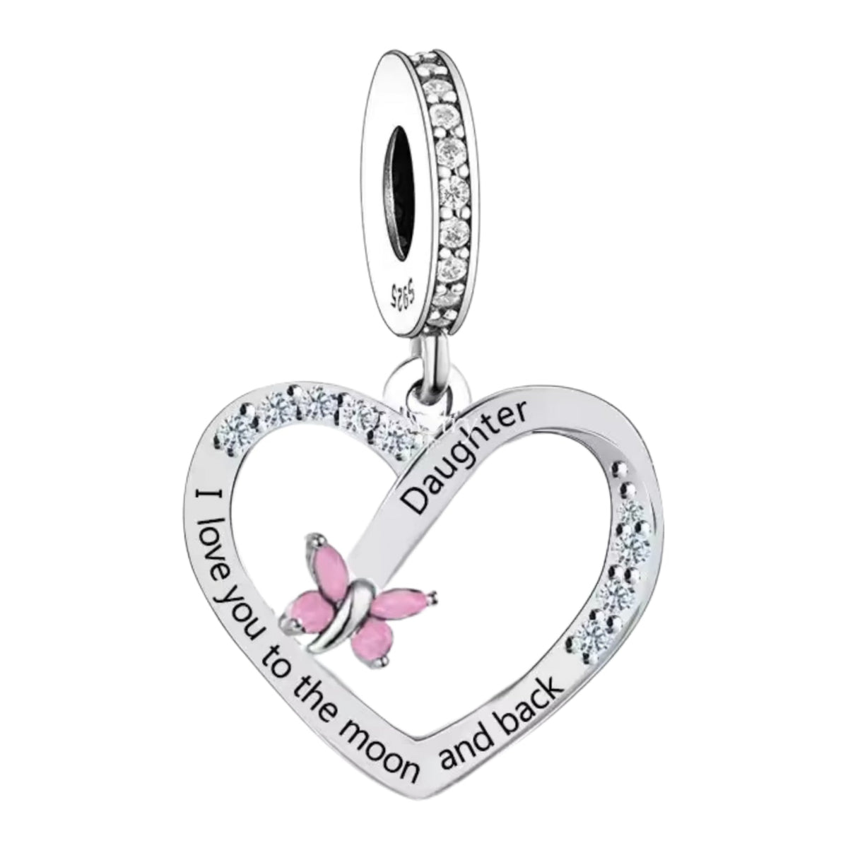 'I love you to the moon and back' Butterfly Female Relation Charm - Sparks Charms