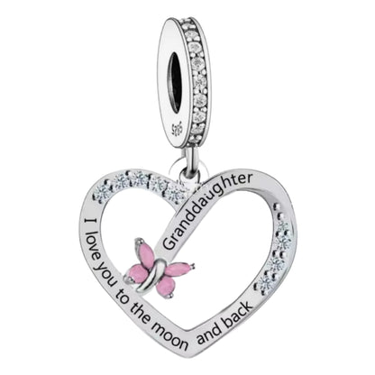 'I love you to the moon and back' Butterfly Female Relation Charm - Sparks Charms