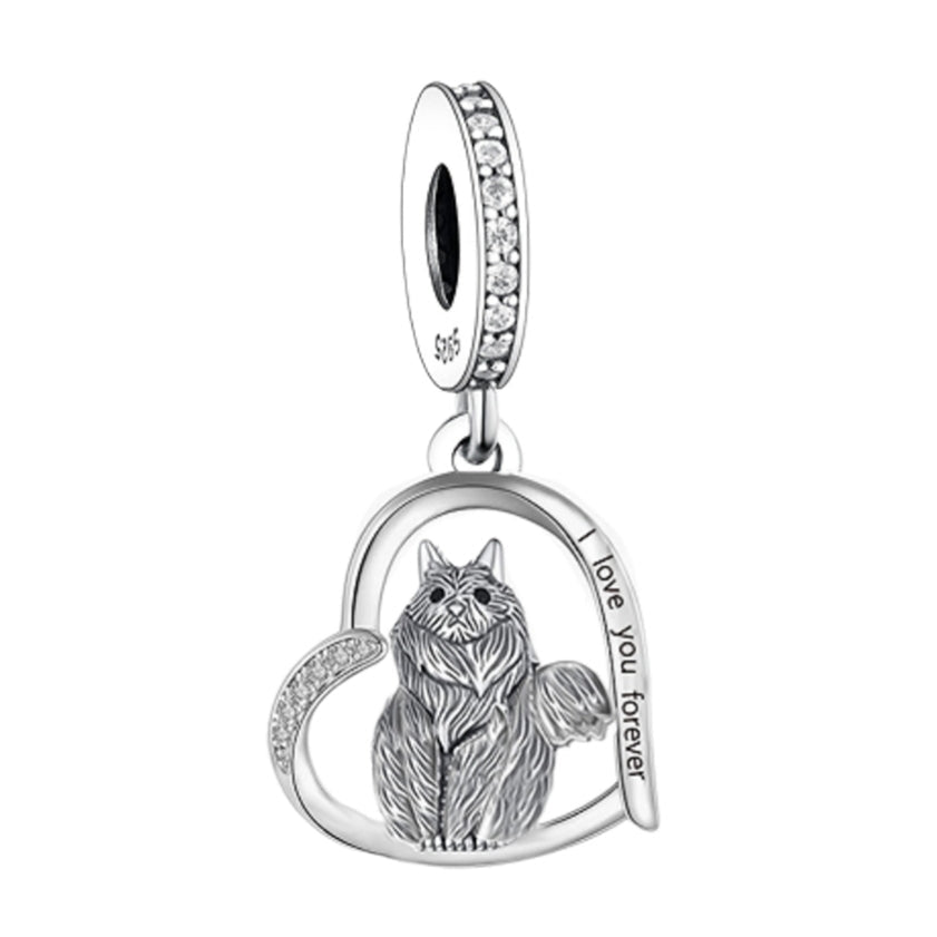 Long Haired Cat 'I love you forever' Charm - Sparks Charms
