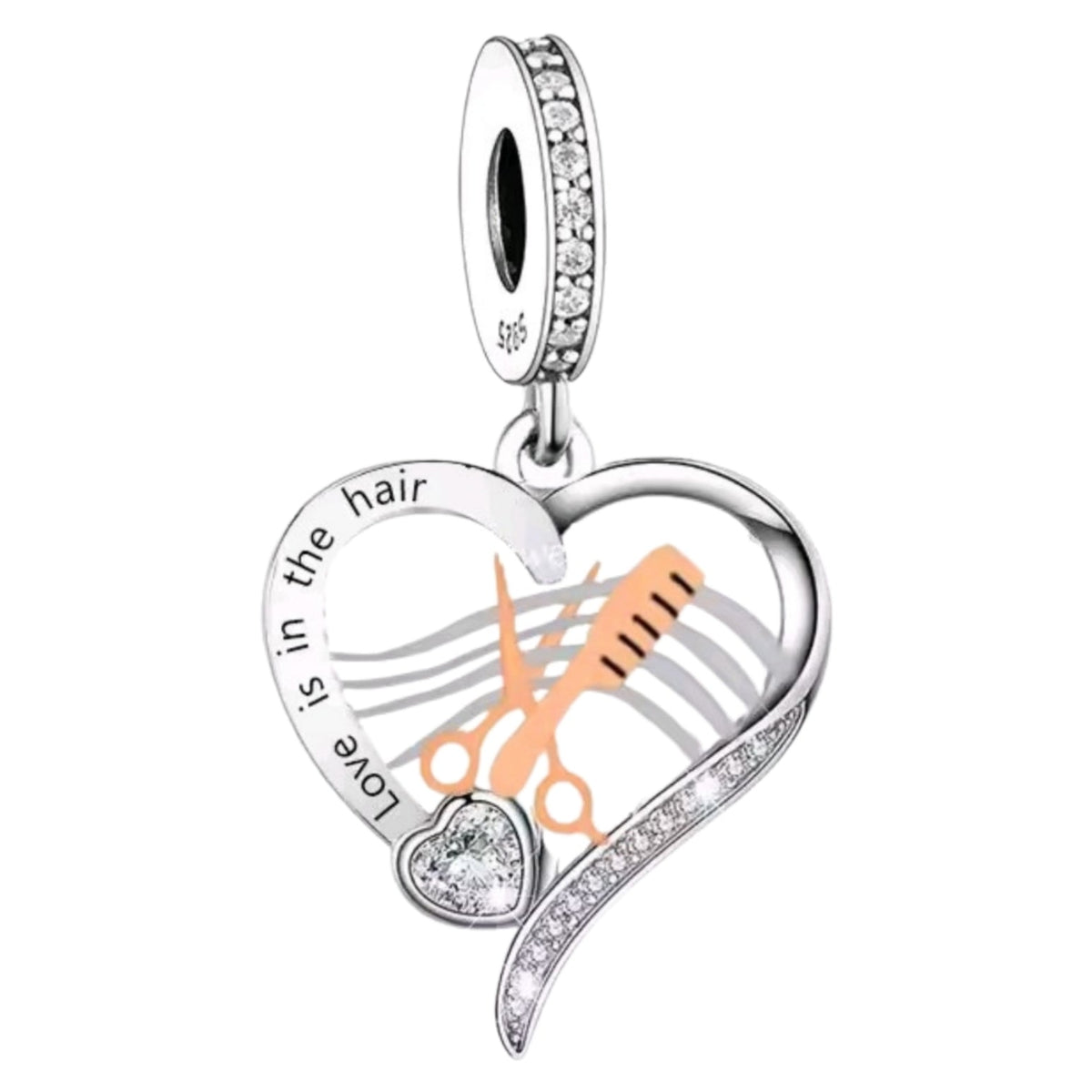 'Love is in the hair' Hairdresser Charm - Sparks Charms
