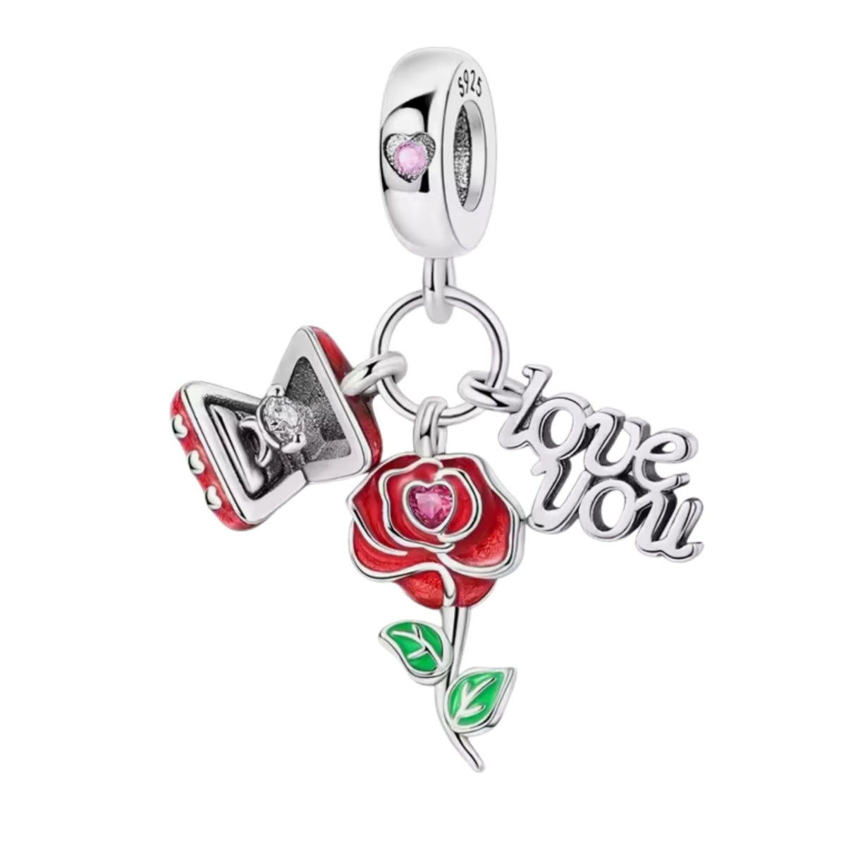'Love you' Rose & Ring Charm - Sparks Charms
