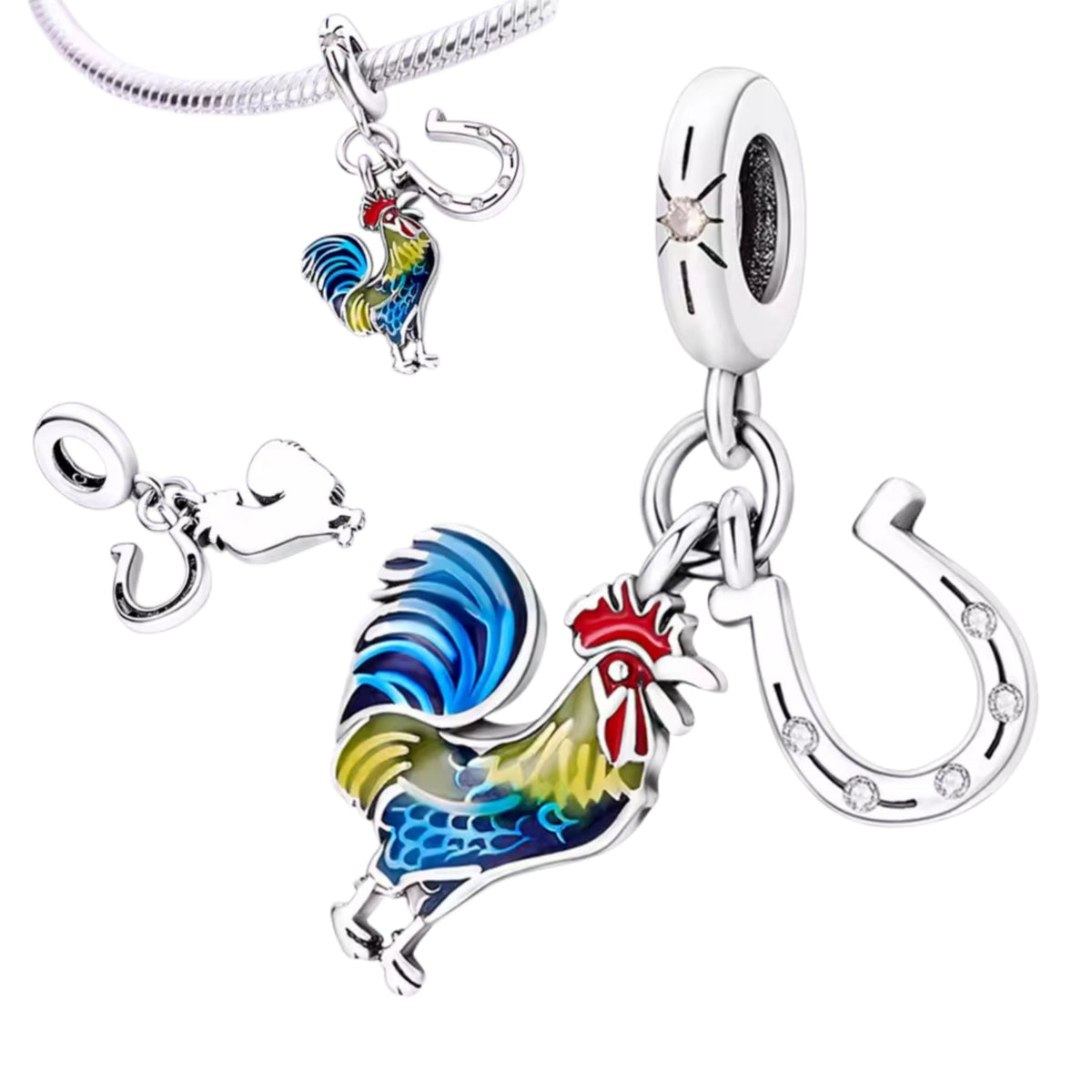 Lucky Cock & Horseshoe Charm - Sparks Charms