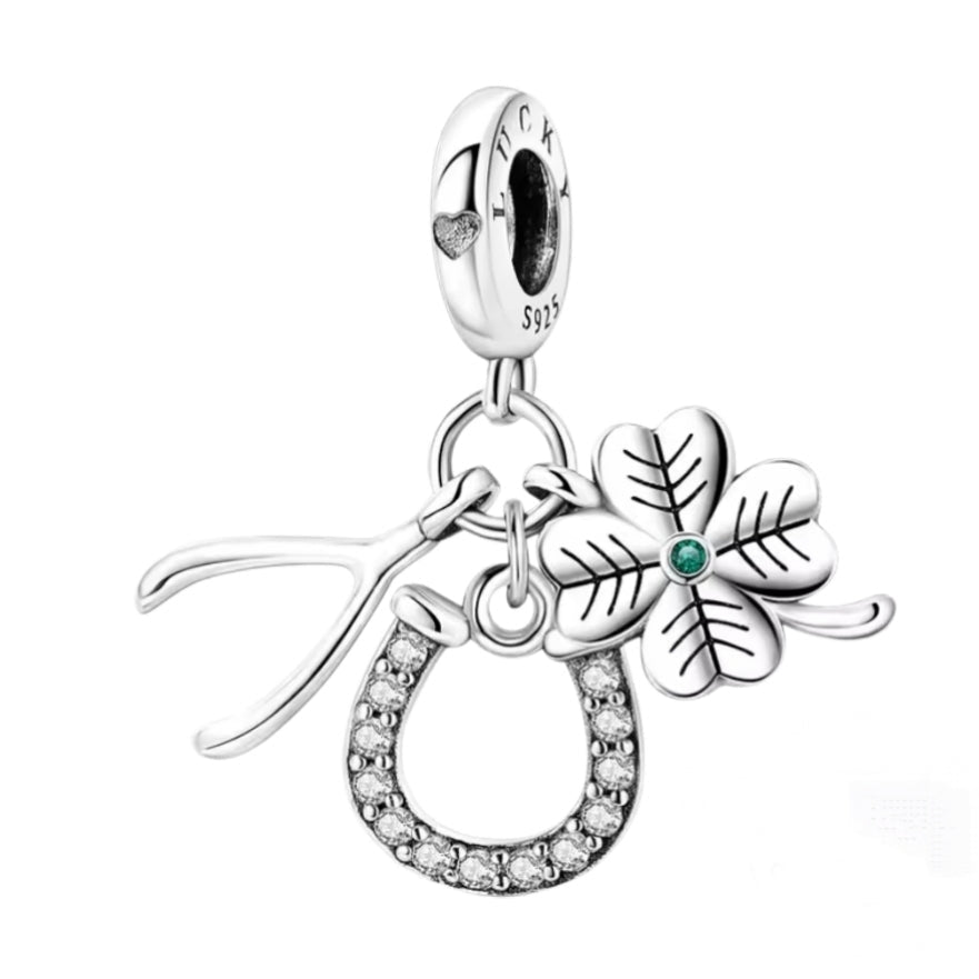 Lucky Wishbone & Shamrock Charm - Sparks Charms